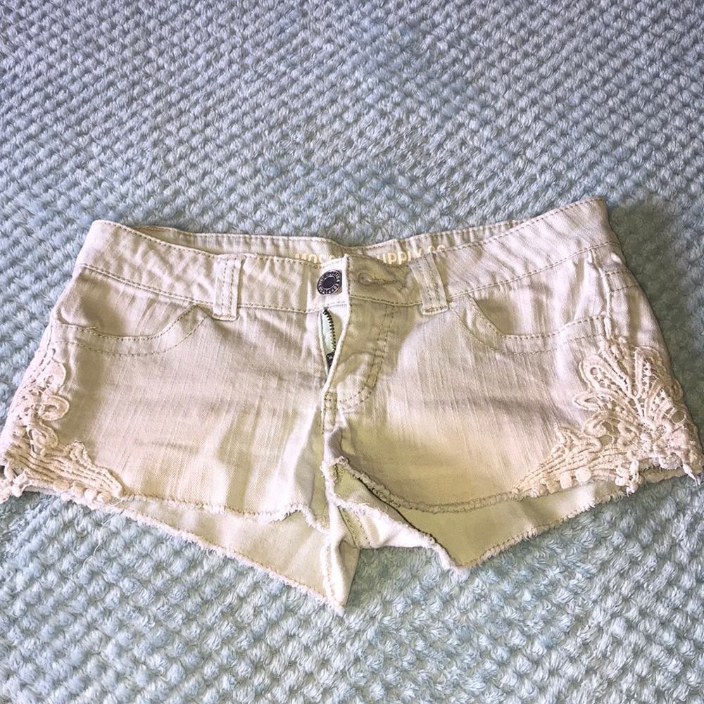 Light colored shorty shorts